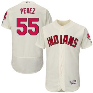 Indians #55 Roberto Perez Cream Flexbase Authentic Collection Stitched Jersey
