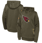 Youth Arizona Cardinals 2022 Olive Salute To Service Therma Performance Pullover Hoodie