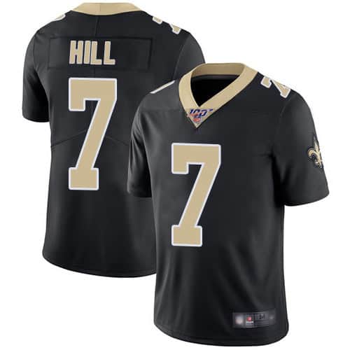 New Orleans Saints 100th #7 Taysom Hill Black Rush Limited Stitched Jersey