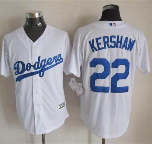 Dodgers #22 Clayton Kershaw White New Cool Base Stitched Jersey