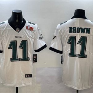 Philadelphia Eagles #11 A.J. Brown White 2025 Super Bowl LIX Patch Vapor Untouchable Limited Stitched Jersey