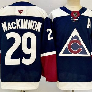 Colorado Avalanche #29 Nathan MacKinnon Navy 2024-25 Alternate With A Patch Stitched Jersey