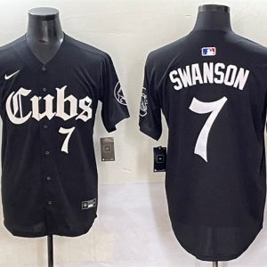 Chicago Cubs #7 Dansby Swanson Black 'Gothic North Side Edition' Vapor Premier Limited Stitched Jersey
