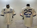 Los Angeles Dodgers #25 Tommy Edman Cream 2024 World Series With Fernando Memorial Patch City Connect Limited Stitched Jersey