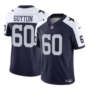 Dallas Cowboys #60 Tyler Guyton Navy White 2024 Draft F.U.S.E Thanksgiving Vapor Untouchable Limited Stitched Jersey