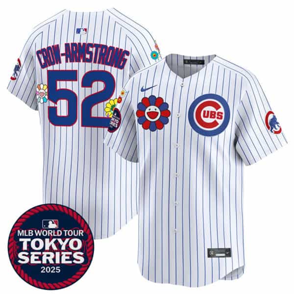 Chicago Cubs #52 Pete Crow-Armstrong White 2025 Tokyo Series Limited Stitched Jersey