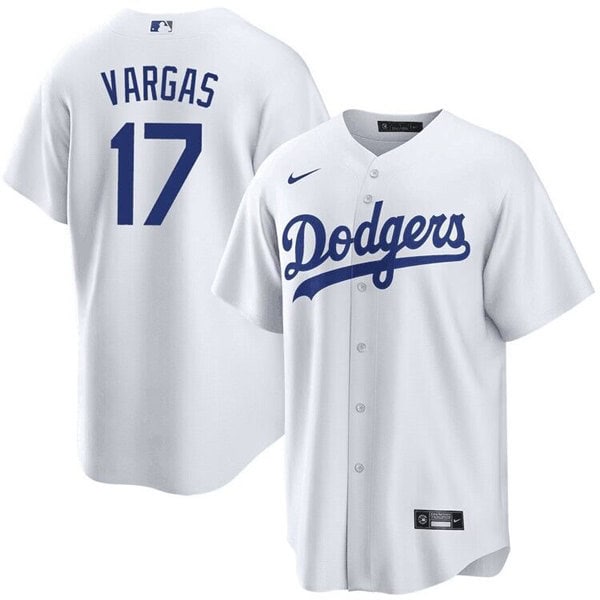 Los Angeles Dodgers #17 Miguel Vargas White Cool Base Stitched Jersey