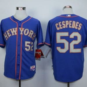 Mets #52 Yoenis Cespedes Blue(Grey NO.) Alternate Road Cool Base Stitched Jersey