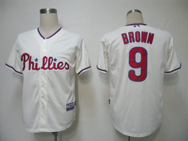 Phillies #9 Domoic Brown Cream Cool Base Stitched Jersey
