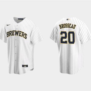 Milwaukee Brewers #20 Mike Brosseau White Cool Base Stitched Jersey
