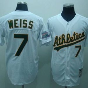 Mitchell And Ness Athletics #7 Walt Weiss Stitched White Throwback Jersey
