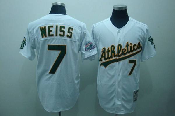 Mitchell And Ness Athletics #7 Walt Weiss Stitched White Throwback Jersey