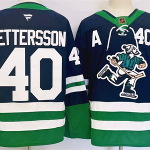Vancouver Canucks #40 Elias Pettersson Navy 2024 Reverse Retro Stitched Jersey