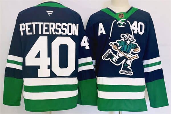 Vancouver Canucks #40 Elias Pettersson Navy 2024 Reverse Retro Stitched Jersey