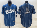 Los Angeles Dodgers Navy Team Big Logo Cool Base Stitched Jersey