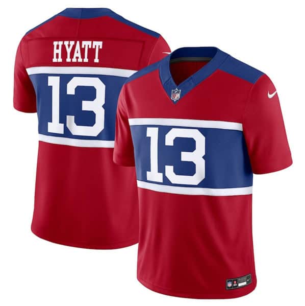 New York Giants #13 Jalin Hyatt Century Red Alternate Vapor F.U.S.E. Limited Stitched Jersey