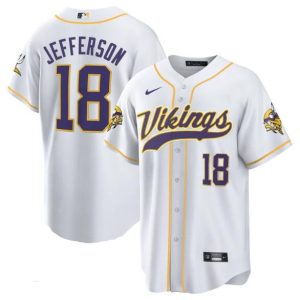 Minnesota Vikings #18 Justin Jefferson White Cool Base Stitched Jersey
