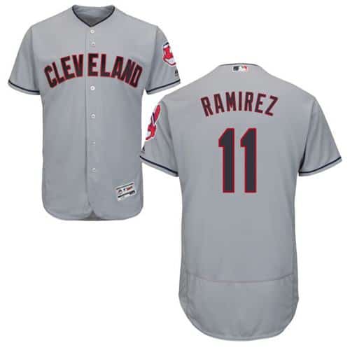 Indians #11 Jose Ramirez Grey Flexbase Authentic Collection Stitched Jersey