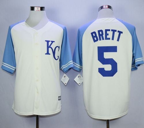 Royals #5 George Brett Cream Exclusive Vintage Stitched Jersey