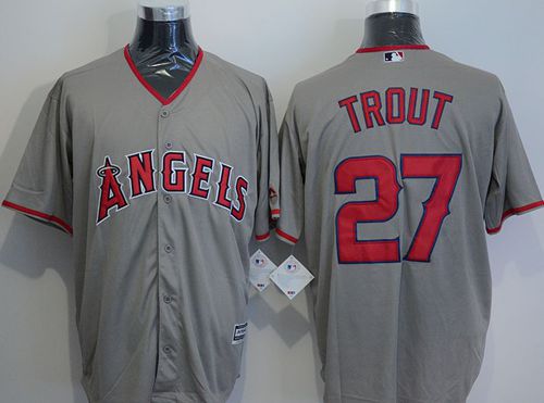 Angels Of Anaheim #27 Mike Trout Grey New Cool Base Stitched Jersey