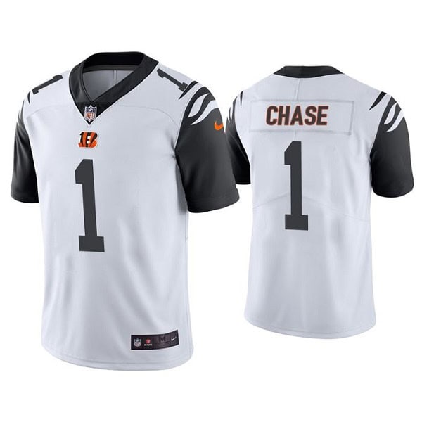 Cincinnati Bengals #1 Ja'Marr Chase White Color Rush Stitched Jersey