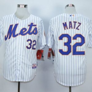 Mets #32 Steven Matz White(Blue Strip) Home Cool Base Stitched Jersey