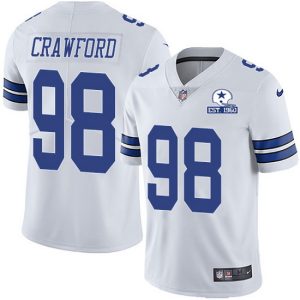 Dallas Cowboys #98 Tyrone Crawford White With Est 1960 Patch Limited Stitched Jersey