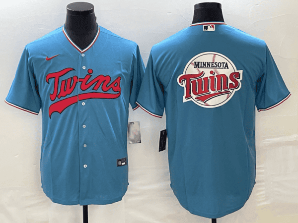 Minnesota Twins Blue Team Big Logo Cool Base Stitched Jersey