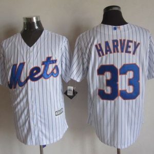 Mets #33 Matt Harvey White(Blue Strip) New Cool Base Stitched Jersey