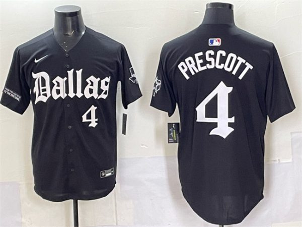 Dallas Cowboys #4 Dak Prescott Black 'Gothic Lone Star Edition' Limited Stitched Jersey