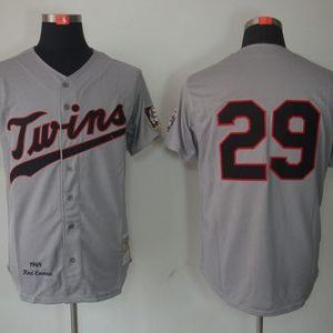Mitchell And Ness 1969 Twins #29 Rod Carew Grey Throwback Stitched Jersey