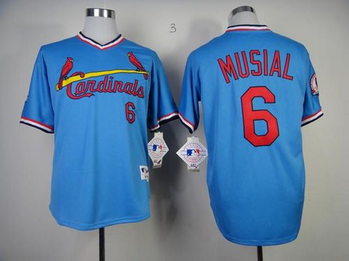 Cardinals #6 Stan Musial Blue 1982 Turn Back The Clock Stitched Jersey