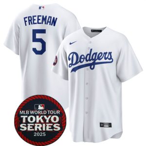Los Angeles Dodgers #5 Freddie Freeman White 2025 World Tour: Tokyo Series Home Stitched Jersey