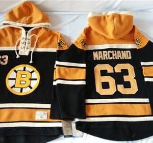 Bruins #63 Brad Marchand Black Sawyer Hooded Sweatshirt Stitched Jersey