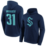 Seattle Kraken #31 Philipp Grubauer Navy Pullover Hoodie