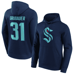 Seattle Kraken #31 Philipp Grubauer Navy Pullover Hoodie