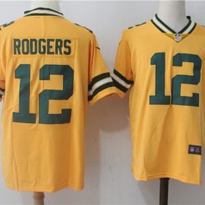 Green Bay Packers #12 Aaron Rodgers Yellow Stitched Limited Rush Nike Jersey