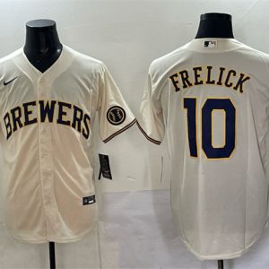 Milwaukee Brewers #10 Sal Frelick Cream Cool Base Stitched Jersey
