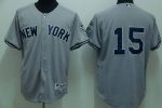 Yankees #15 Thurman Munson Stitched Grey Jersey