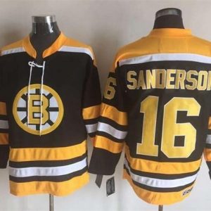 Bruins #16 Derek Sanderson Black Yellow CCM Throwback New Stitched Jersey