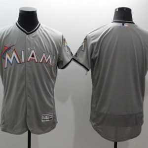 Marlins Blank Grey Flexbase Authentic Collection Stitched Jersey