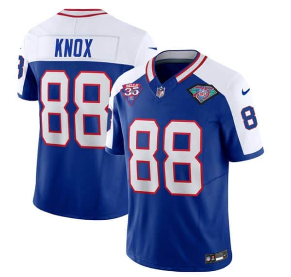 Buffalo Bills #88 Dawson Knox Blue White 2023 F.U.S.E. 75th Anniversary Throwback Vapor Untouchable Limited Stitched Jersey