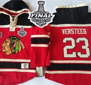 Blackhawks #23 Kris Versteeg Red Sawyer Hooded Sweatshirt 2015 Stanley Cup Stitched Jersey
