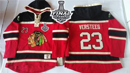 Blackhawks #23 Kris Versteeg Red Sawyer Hooded Sweatshirt 2015 Stanley Cup Stitched Jersey