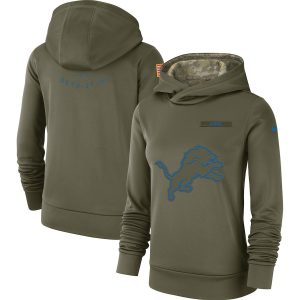 Detroit Lions Olive Salute To Service Team Logo Performance Pullover NFL Hoodie