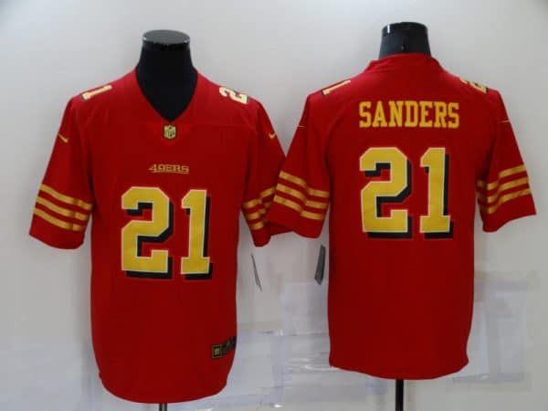 San Francisco 49ers #21 Deion Sanders Red Gold Vapor Untouchable Limited Stitched Jersey