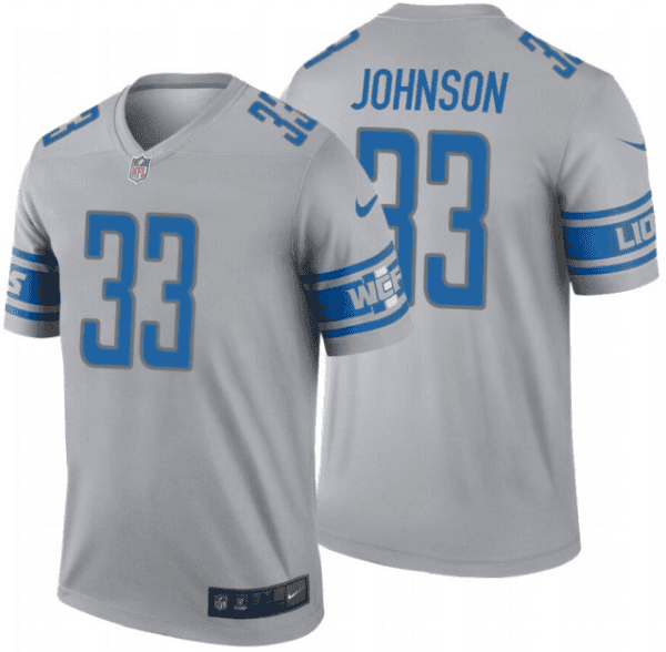 Detroit Lions #33 Kerryon Johnson Gray Inverted Legend Jersey