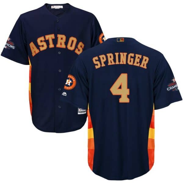 Houston Astros #4 George Springer Navy 2018 Gold Program Cool Base Stitched Jersey