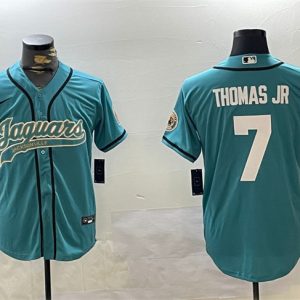Jacksonville Jaguars #7 Brian Thomas Jr Teal With Patch Cool Base Stitched Jersey