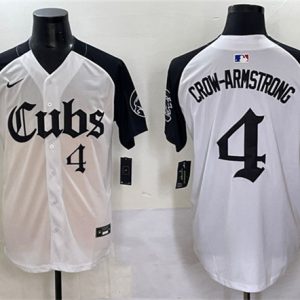 Chicago Cubs #4 Pete Crow-Armstrong White Black 'Gothic North Side Edition' Vapor Premier Limited Stitched Jersey